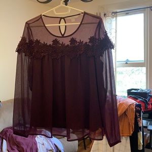 Maroon floral top